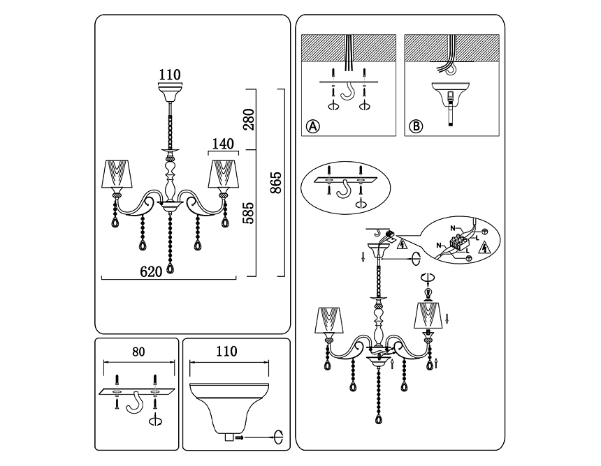 TR4603/5 WH белый E27/5 max 40W D620*865